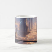 Schwebende Metropole in den Wolken Kaffeetasse (Mittel)