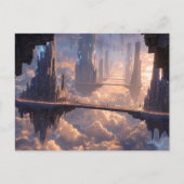 Schwebende Metropole in den Wolken Postkarte (Vorderseite)