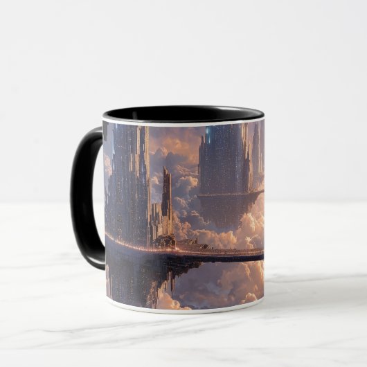 Schwebende Metropole in den Wolken Tasse (Vorderseite Links)