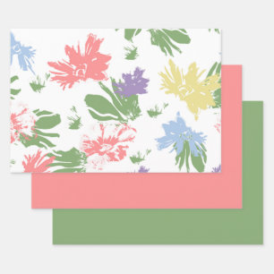 Schwebende Pastellblumen Gestaltung Geschenkpapier Set