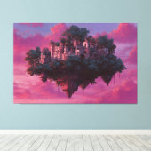 Schwebende Rosa-Himmel-Zitadelle Leinwanddruck (Insitu (Holzboden))