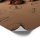 Schwebende Tasse Kaffee mit Kaffeebohnen Poster (Ecke)