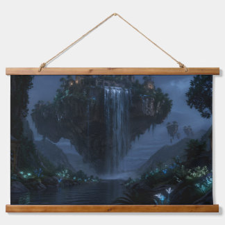 Schwebende Wasserfall-Insel-Tapete Wandteppich Mit Holzrahmen