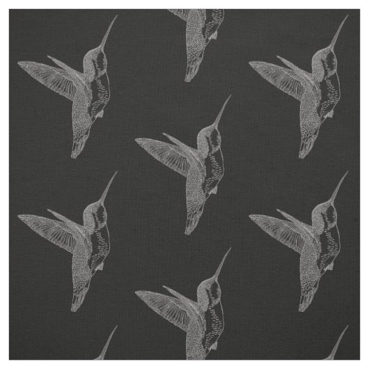 Schwebender Kolibri-Schwarz-Druck Stoff (Muster)