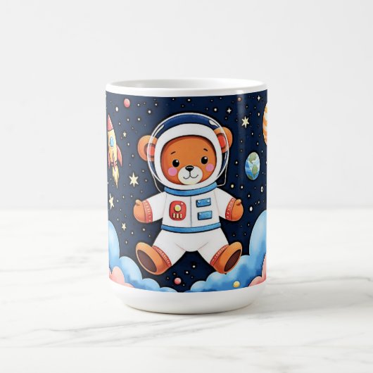 Schwebender Teddy-Astronaut Kaffeetasse (Mittel)