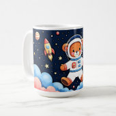 Schwebender Teddy-Astronaut Kaffeetasse (Vorderseite Links)