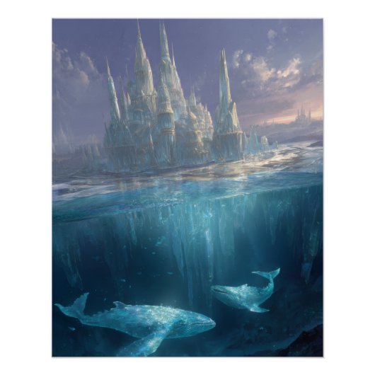 Schwebendes Eisschloss mit Ozeanwale Poster (Vorderseite)