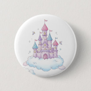 Schwebendes Feenschloss – Whimsische Kindheitsfant Button