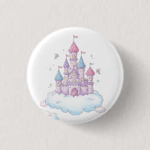 Schwebendes Feenschloss – Whimsische Kindheitsfant Button