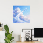 Schwebendes Flugzeug - Pastell-Malstil-Kunst Poster (Heimbüro)