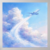 Schwebendes Flugzeug - Pastell-Malstil-Kunst Poster (Vorne)