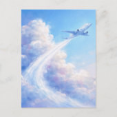 Schwebendes Flugzeug - Pastell-Malstil-Kunst Postkarte (Vorderseite)