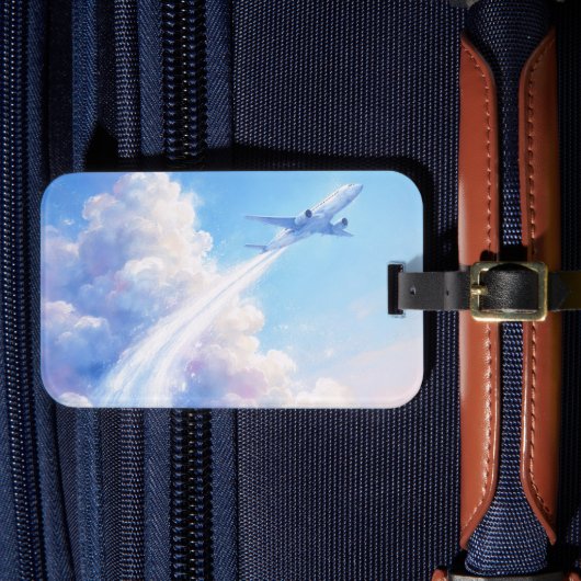 Schwebendes Flugzeug - Pastellmalerei-Stil Kunst Gepäckanhänger (Vorderseite Insitu 4)