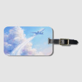 Schwebendes Flugzeug - Pastellmalerei-Stil Kunst Gepäckanhänger (Vorderseite (Horizontal))