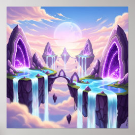 Schwebendes Kristallkönigreich über den Wolken Poster