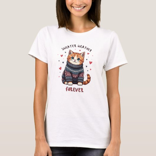 Schwebewetter für immer - Gemütliche Katze aufgewi T-Shirt (Vorderseite)