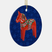 Schwede Dala Pferd auf Feld der blauen Sterne Keramik Ornament (Rechts)