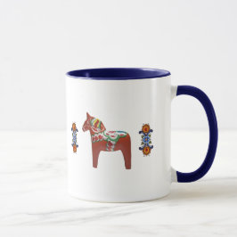 Schwede Dala Pferd mit Norweger Rosemaling Tasse