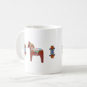 Schwede Dala Pferd mit Norweger Rosemaling Tasse (Vorderseite Links)