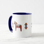 Schwede Dala Pferd mit Norweger Rosemaling Tasse (Vorderseite Links)