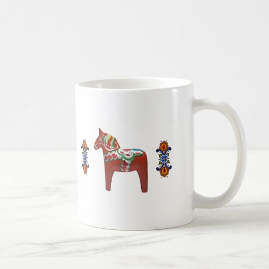 Schwede Dala Pferd mit Norweger Rosemaling Tasse (Rechts)