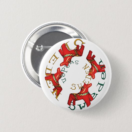 Schwede Dala Pferde Button (Vorne & Hinten)