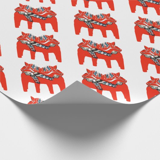 Schwede Dala Pferde Kleid und Geschenke Geschenkpapier (Ecke)