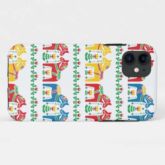 Schwede Dala Pferdeblumenvolksmuster Case-Mate iPhone Hülle (Rückseite (Horizontal))