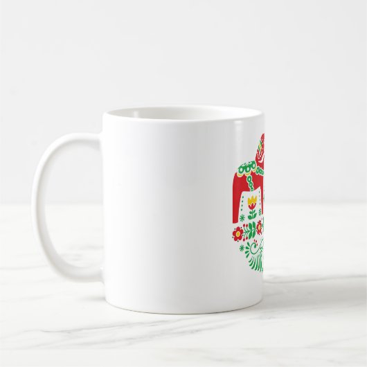 Schwede Dala Pferdeblumenvolksmuster Kaffeetasse (Links)