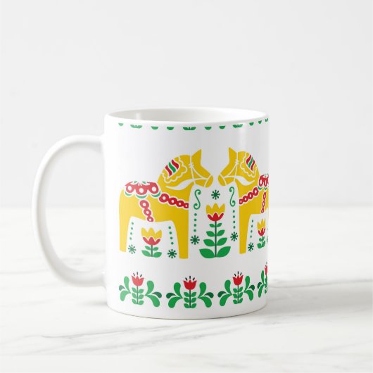Schwede Dala Pferdeblumenvolksmuster Kaffeetasse (Links)