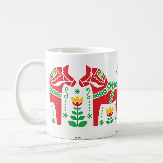 Schwede Dala Pferdeblumenvolksmuster Kaffeetasse (Links)