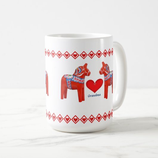 Schwede Dala Pferdeherz-Großmutter Kaffeetasse (VorderseiteRechts)