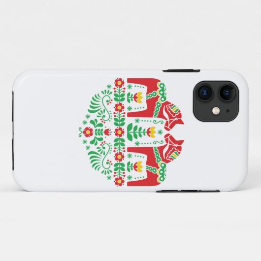 Schwede Dala Pferdepferdeblumenvolksmuster Case-Mate iPhone Hülle (Rückseite (Horizontal))