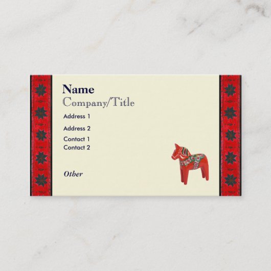 Schwede Dala Pferdeskandinavier Visitenkarte (Vorderseite)