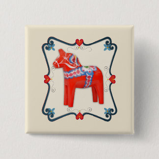 Schwede Dala Pferdevolkskunst gerahmt Button