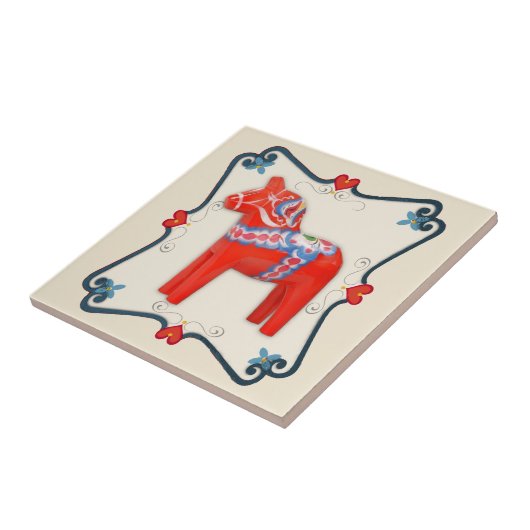 Schwede Dala Pferdevolkskunst gerahmt Fliese (Seite)