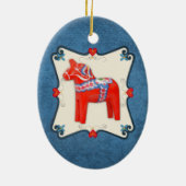 Schwede Dala Pferdevolkskunst gerahmt Keramikornament (Hinten)