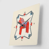 Schwede Dala Pferdevolkskunst gerahmt Quadratische Wanduhr (Winkel)