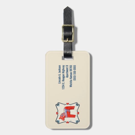 Schwede Dala Pferdevolkskunst personalisiert Gepäckanhänger (Vorderseite vertikal)