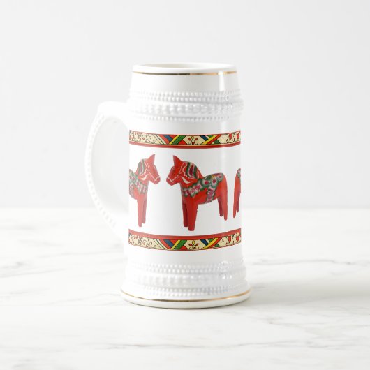 Schwede Dala Pferdeweihnachten Stein Bierglas (Vorderseite Links)