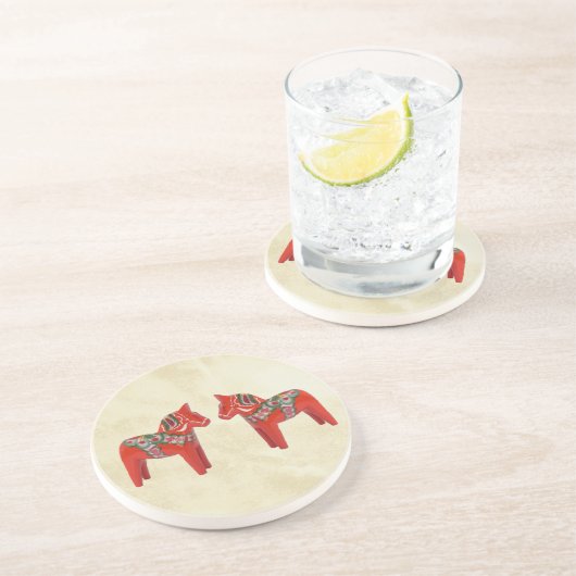 Schwede Dala Pferdeweihnachtszwillinge Sandstein Untersetzer (Seite)