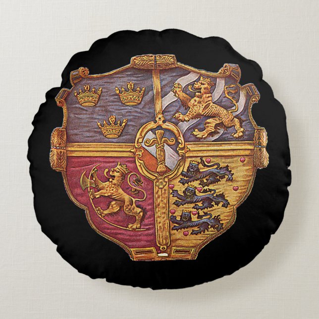 Schweden Antike Wappen Rundes Kissen (Vorderseite)