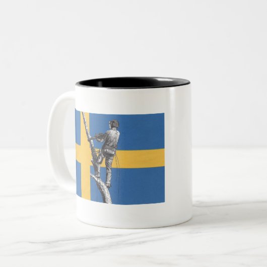 Schweden Arb Art Arborist Tree Surgeon Chainsaw Zweifarbige Tasse (Vorderseite Links)
