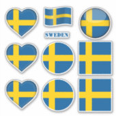 Schweden Aufkleber und schwedische Flagge, Herz/Sp (Vorderseite)