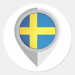Schweden Button Location Flag Runder Aufkleber
