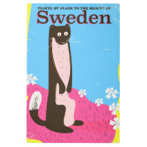 Schweden Cartoon Vintage Reiseplakat