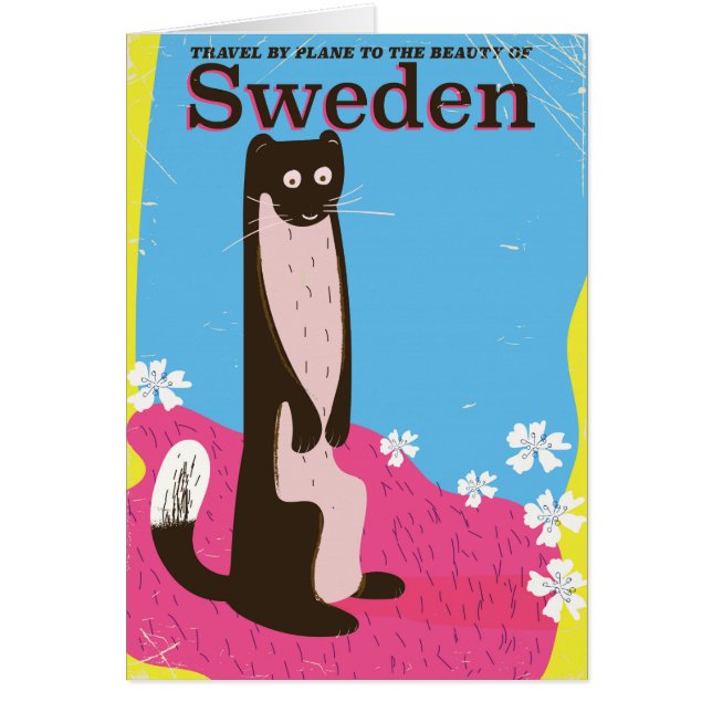 Schweden Cartoon Vintage Reiseplakat (Vorne)