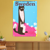 Schweden Cartoon Vintage Reiseplakat Leinwanddruck (Insitu (Wohnzimmer))