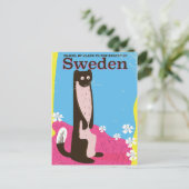 Schweden Cartoon Vintage Reiseplakat Postkarte (Stehend Vorderseite)