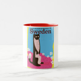 Schweden Cartoon Vintage Reiseplakat Zweifarbige Tasse
